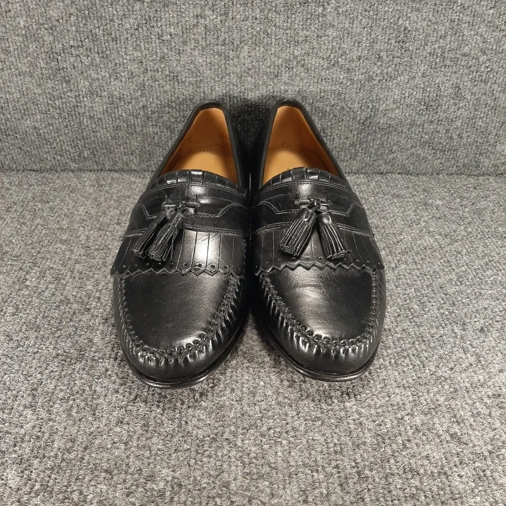 Johnston & Murphy Leather Tassel Loafers Mens US 9.5 Black  15-0835  EUC